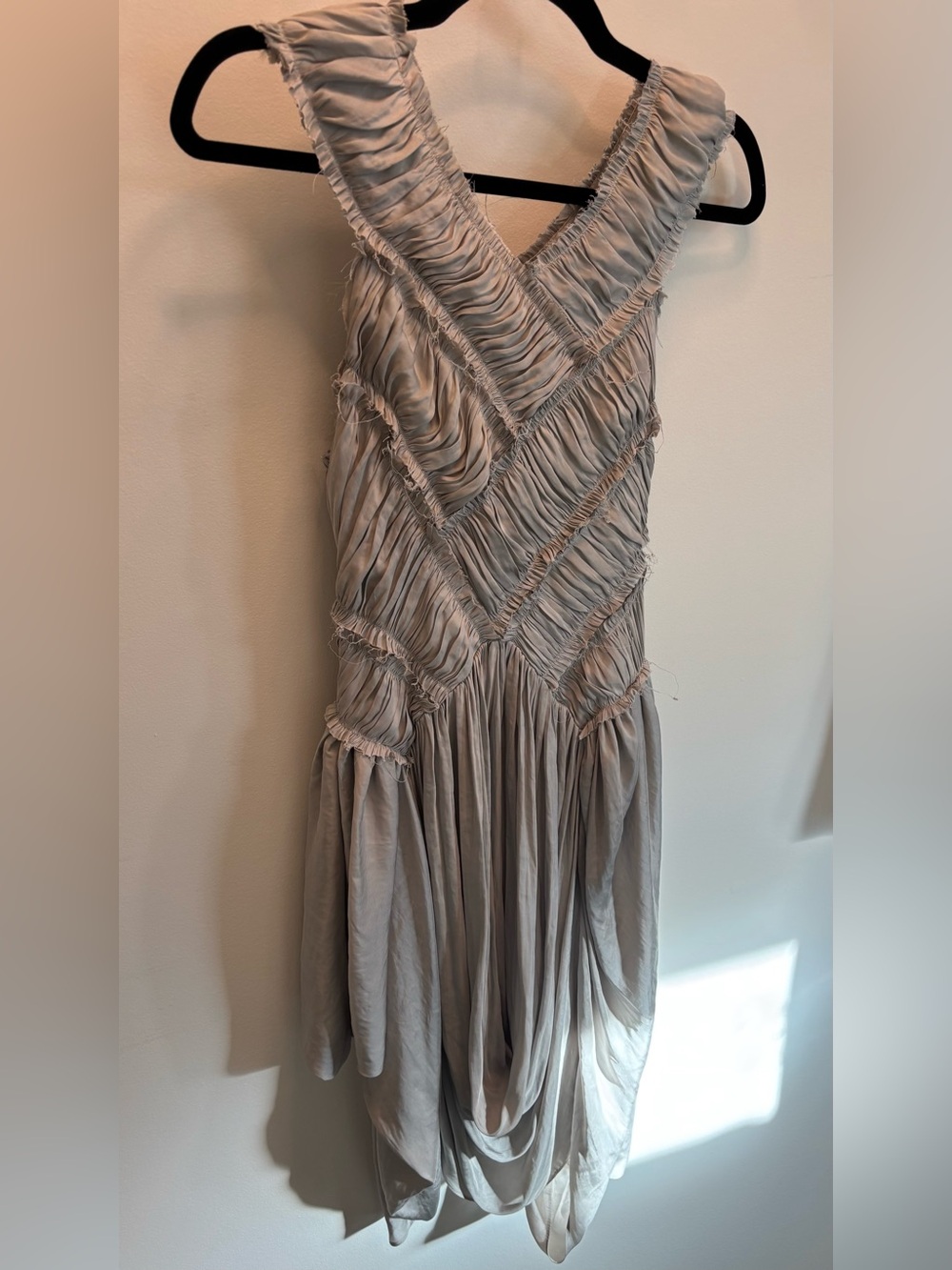 All Saints One-Shoulder Ruched Dress — Taupe